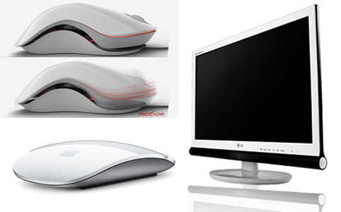 Apple Magic Mouse, Pearl Mouse, LG W2363V monitor