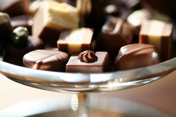 Close-up of chocolate candies in bowl