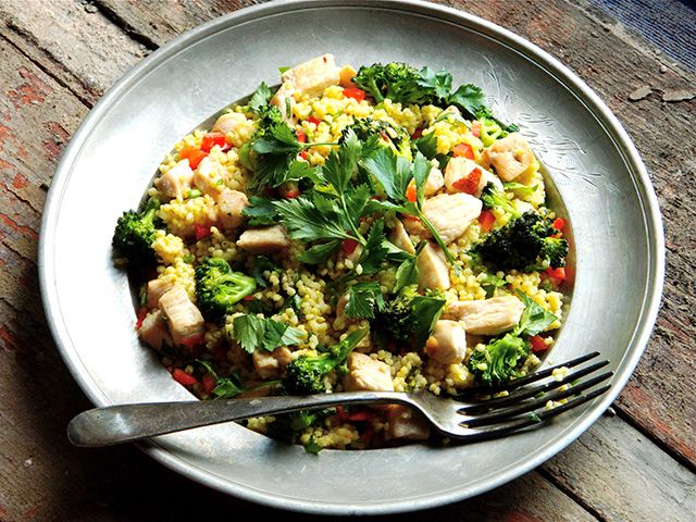 hétvégi menü, brokkolis csirkés köles, nyár