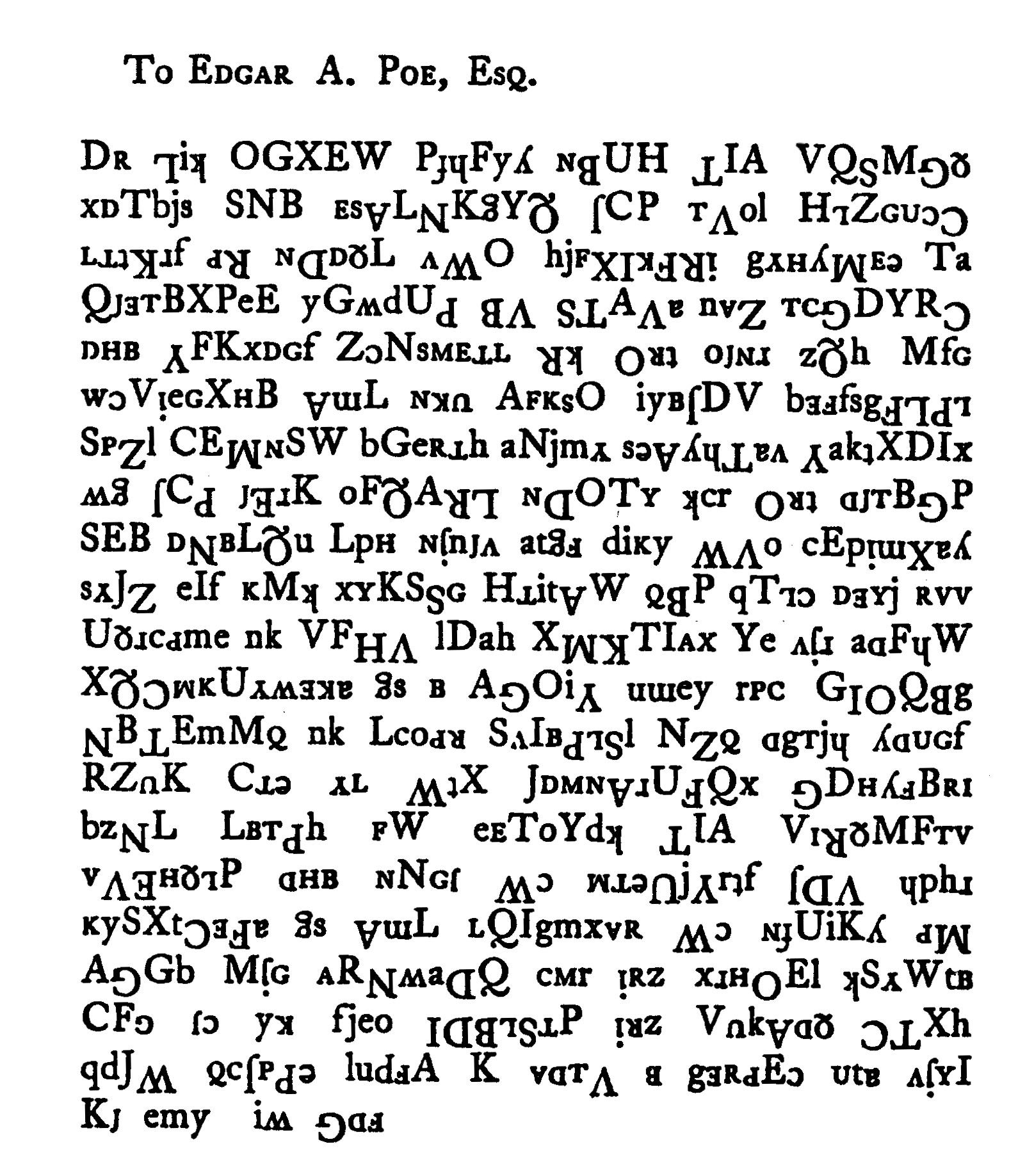 Edgar Allan Poe titkosírás kódfejtés rejtjel