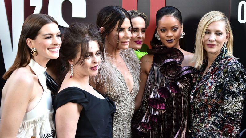 Az Ocean’s Eight főbb szereplői (b-j).: Anne Hathaway, Helena Bonham Carter, Sandra Bullock, Sarah Paulson, Rihanna és Cate Blanchett (Fotó: Getty Images)