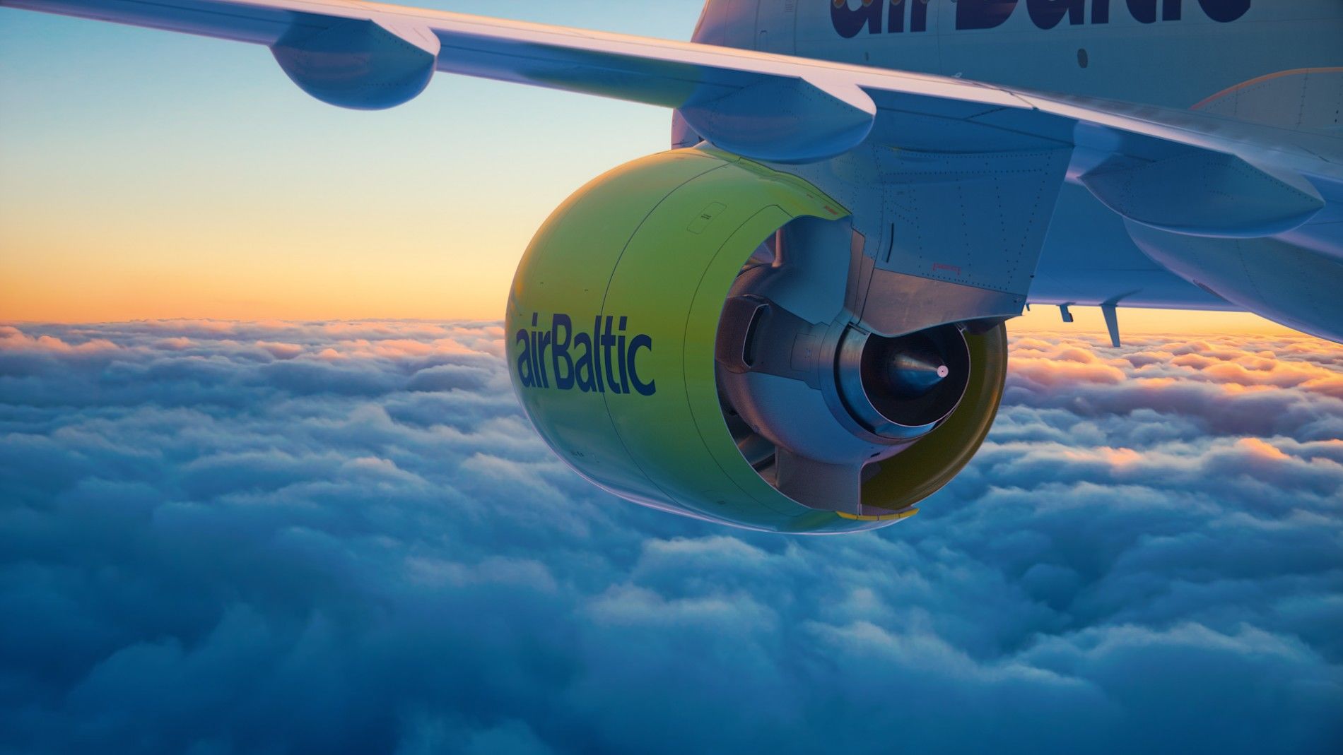 Az airBaltic Bombardier típusú gépe
