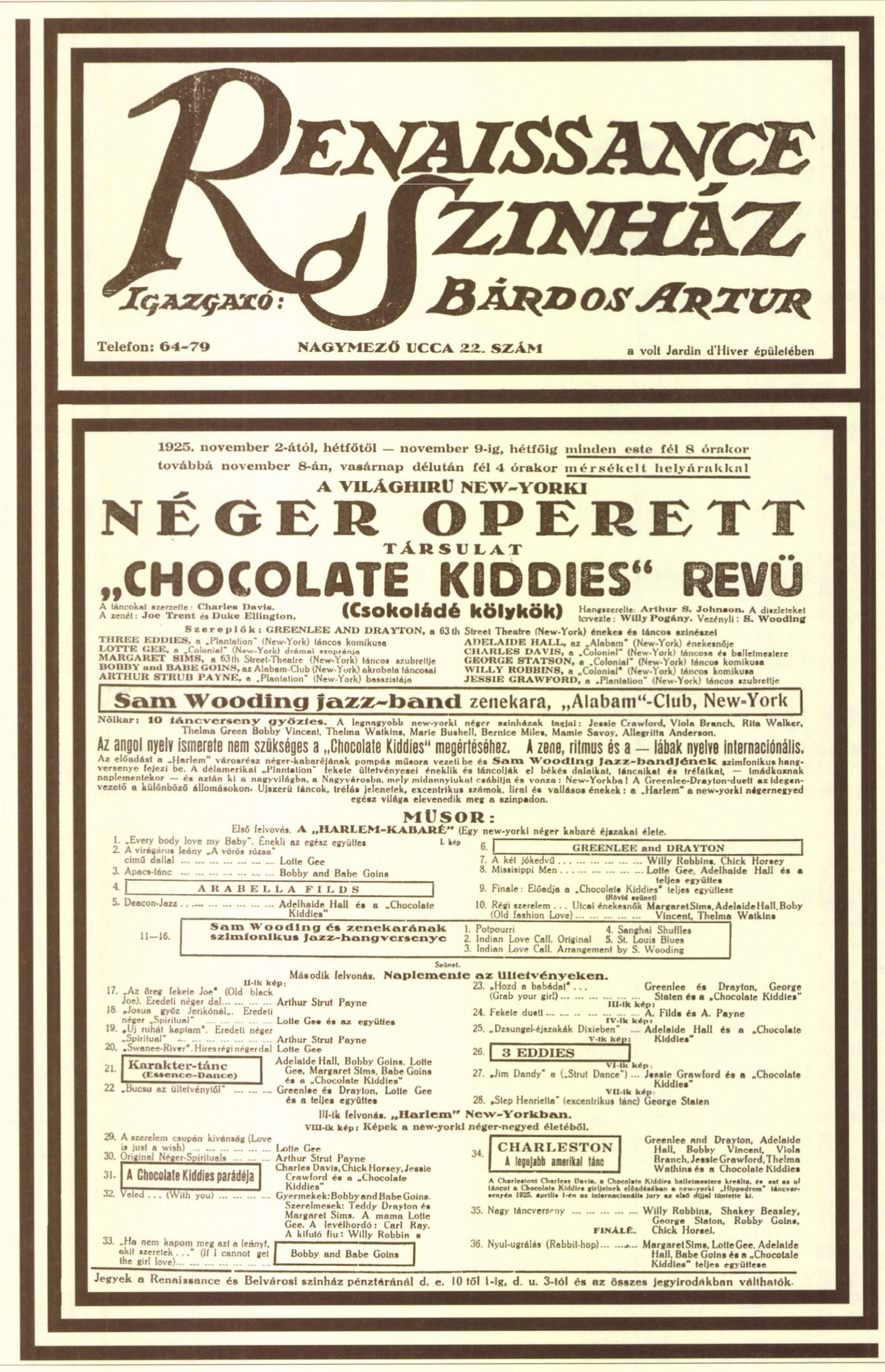 A „néger operett” színlapja