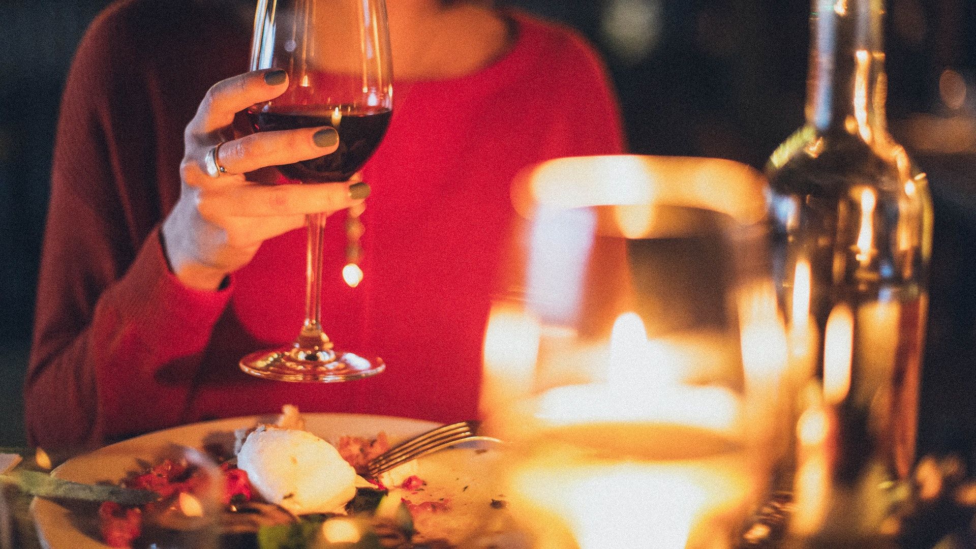 vörösbor, gyertyafény