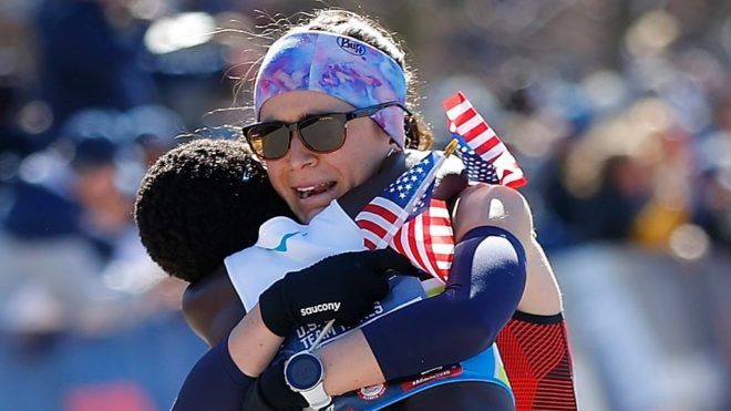 Molly Seidel a győzelem után Atlantában. (Fotó: Cox/Getty Images/AFP)