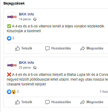 ŐJ BKK Facebook oldal