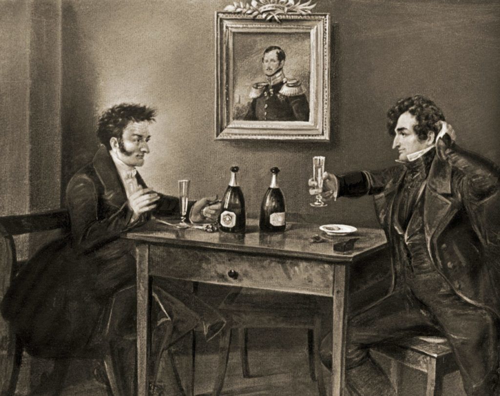 E. T. A. Hoffmann és Ludwig Devrient színész a Lutter und Wegner borházban, Karl Themann festményén (Fotó: akg-images / AKG / Profimedia)