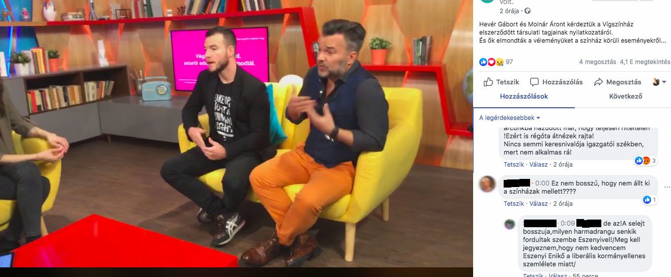 Eszenyi Enikő védelmére keltek, miközben a Vígszínház egykori munkatársai meséltek a fizikai és a verbális erőszakról