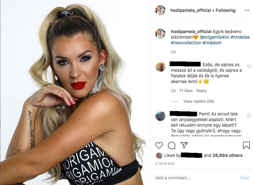Hódi Pamela retusált képét sokan megszólták