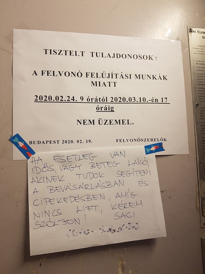 Szívmelengető üzenetben ajánlotta fel a segítségét egy lakó (Fotó: Facebook/Pesten hallotam)