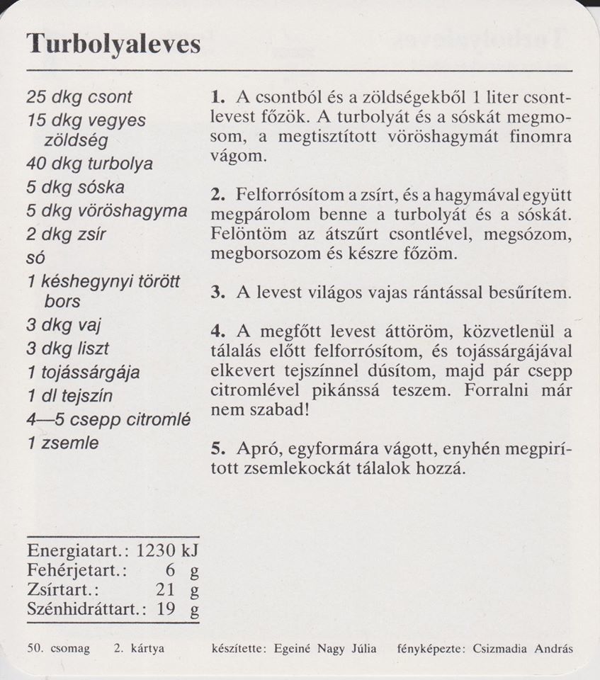 Retro menüsor hétvégére Planétás kártyákból