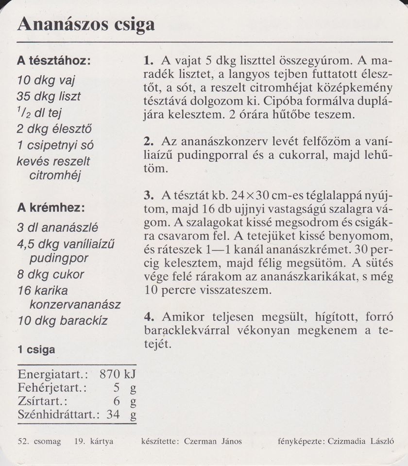 Retro menüsor hétvégére Planétás kártyákból