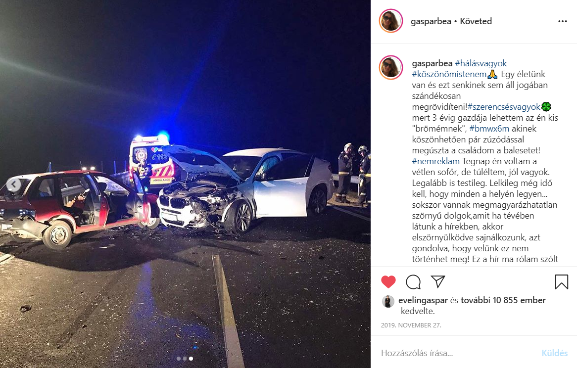 Gáspár Bea kisebbik lányával és férjével szenvedett autóbalesetet