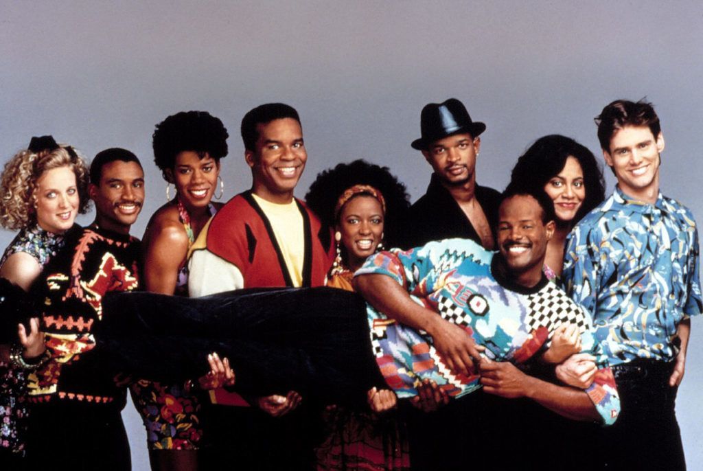 In Living Color: Kelly Coffield, Tommy Davidson, Kim Wayans, David Alan Grier, Damon Wayans, Kim Coles, Jim Carrey és Keenen Ivory Wayans (Fotó: 20thCentFox Collection / Everett / Profimedia)