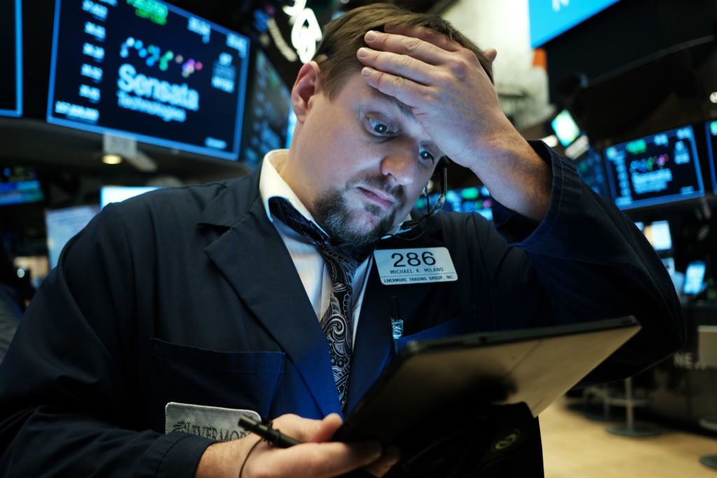 Nagy a baj a New York-i tőzsdén is (Fotó: Spencer Platt/Getty Images)
