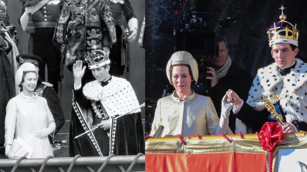 Károly herceg 21. születésnapja, és ugyanez a jelenet a The Crown sorozatban