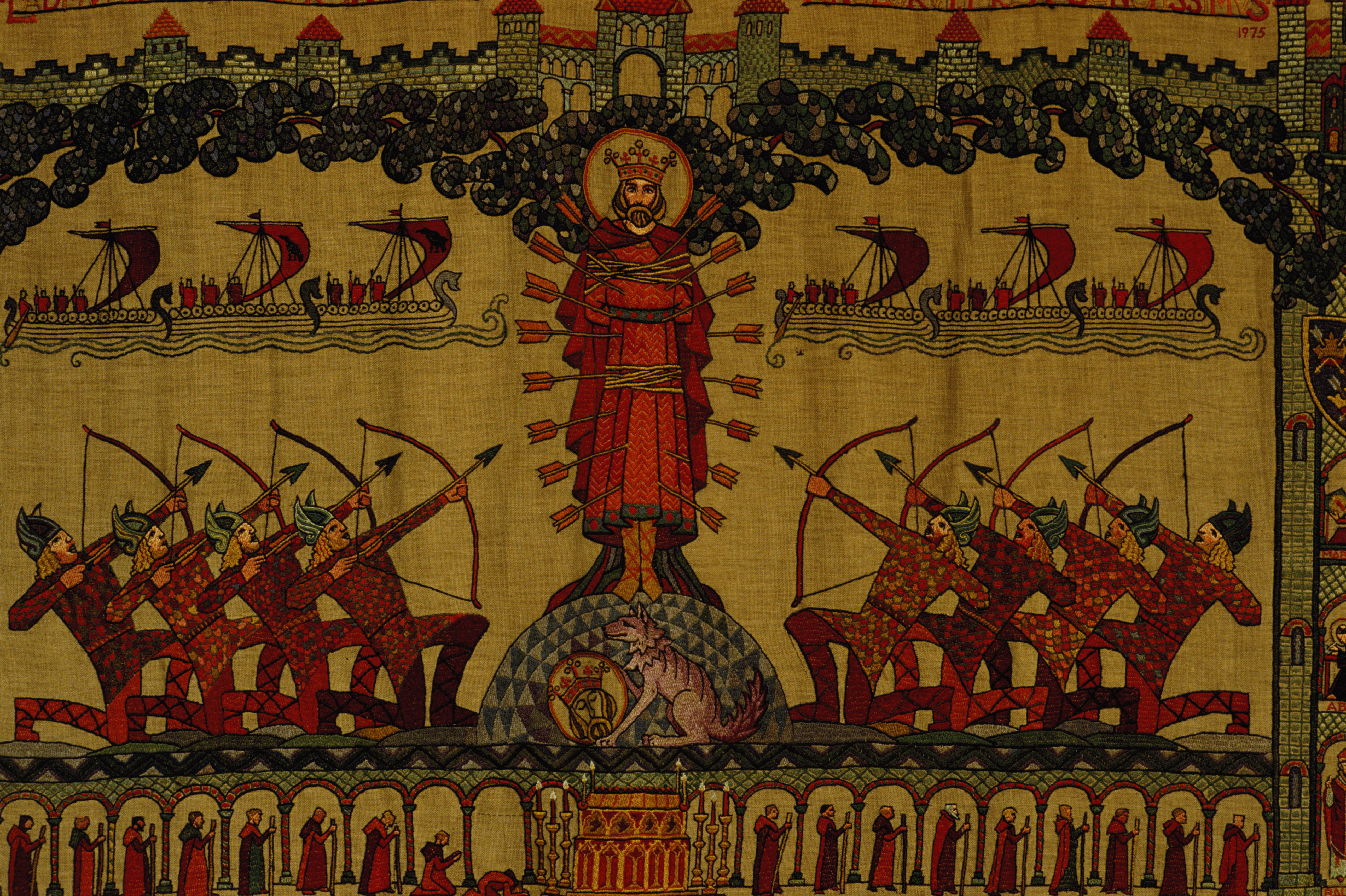 Vértanú Szent Edmund halála egy szőttesen ábrázolba (fotó: RDImages/Epics/Getty Images)