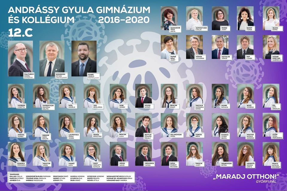 A békéscsabai gimnazisták koronavírus tablója, Győrfi Pál idézetével