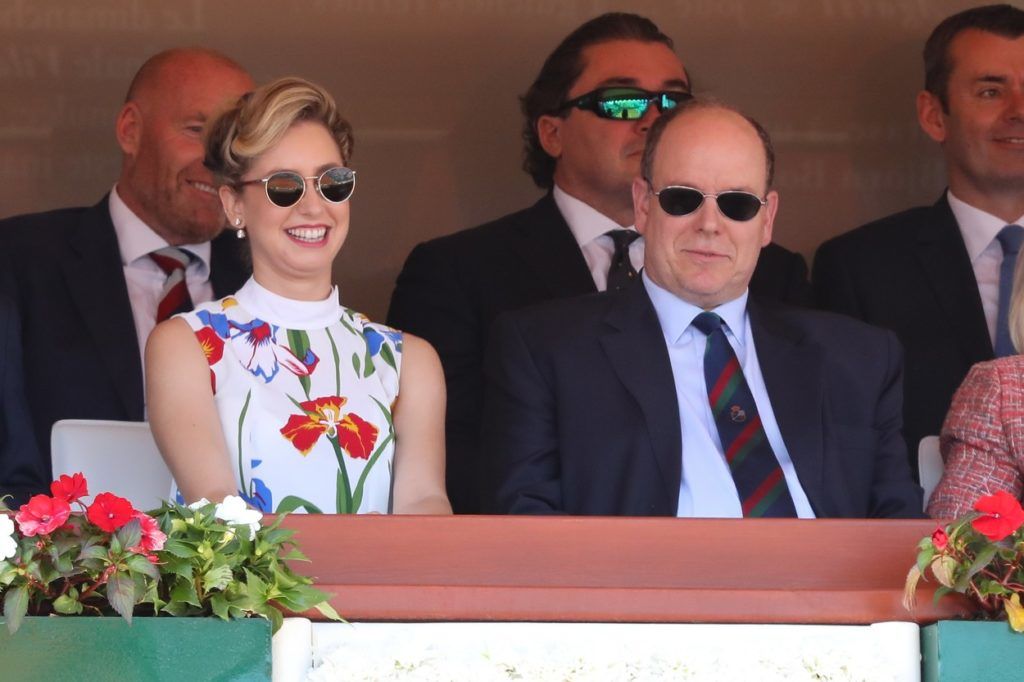 Jazmin Grace Grimaldi és apja II. Albert monacói herceg egy teniszmeccsen, 2018-ban (Fotó: Olivier Huitel / Crystal Pictures / Crystal pictures / Profimedia)