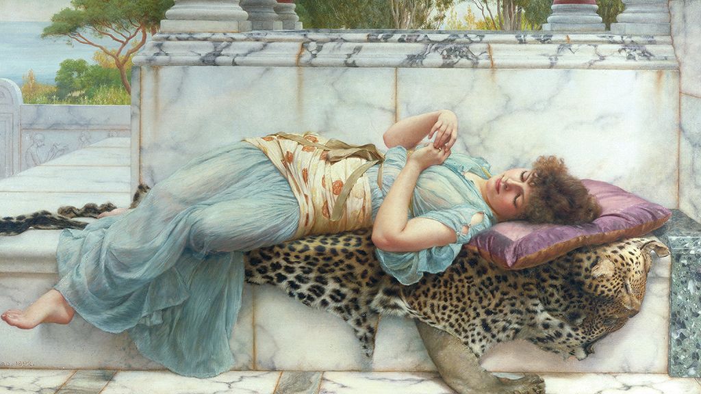 Festmény 1892-ből, melyen egy hölgy jegygyűrűjét nézegeti.