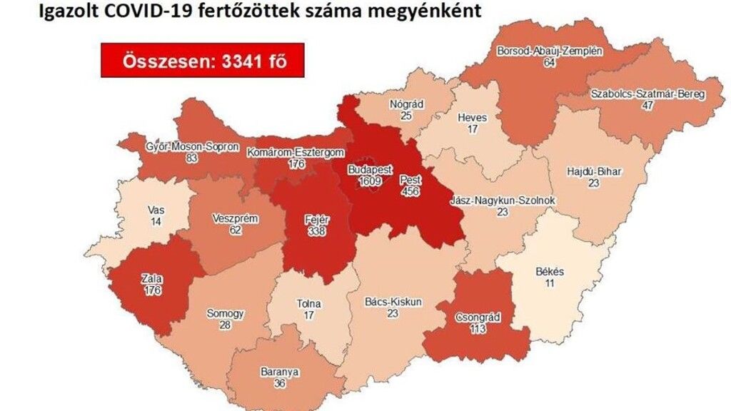Térkép a koronavírussal fertőzöttekről