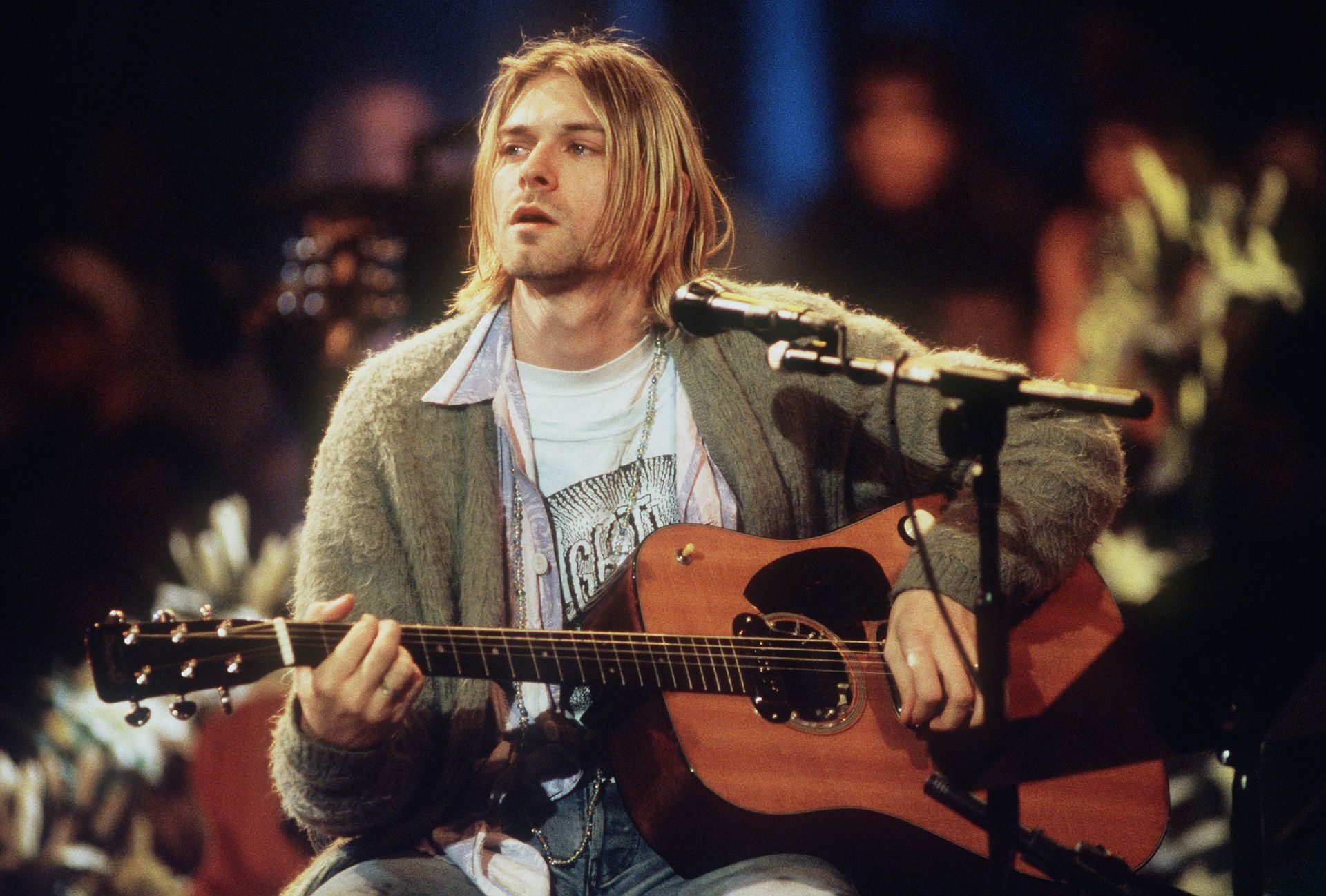 Kurt Cobain az MTV Unplugged felvételén 1993-ban.