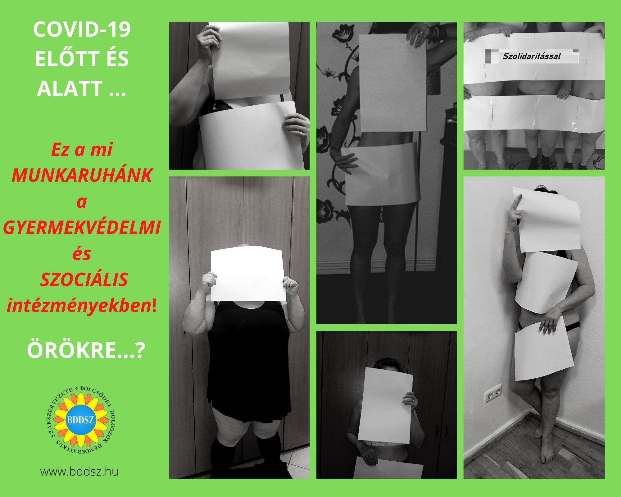Bölcsődei Dolgozók Demokratikus Szakszervezete munkaruha ruha nélküli kampány