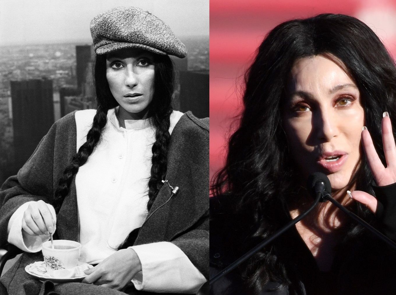 cher plasztika előtt