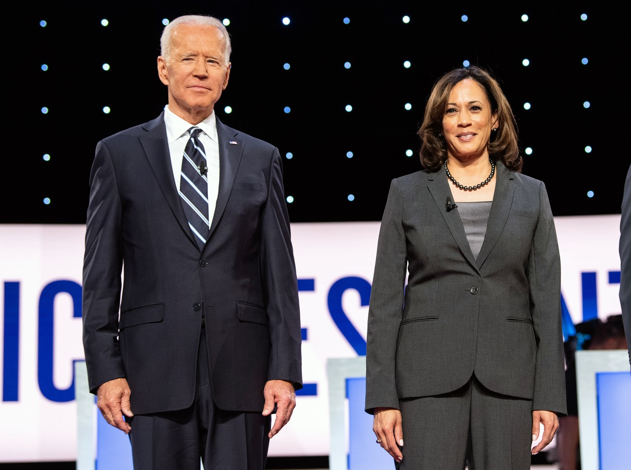 Joe Biden és Kamala Harris azután, hogy bejelentették, Harris lesz Biden alelnök-jelöltje