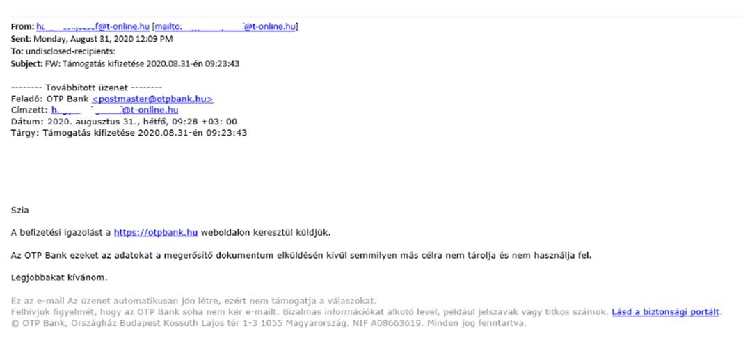 Ha ilyen leveled jött, töröld azonnal! (Fotó: OTP Bank)
