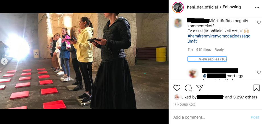 Dér Heni törli az Instagram bejegyzéséhez érkező negatív hozzászólásokat
