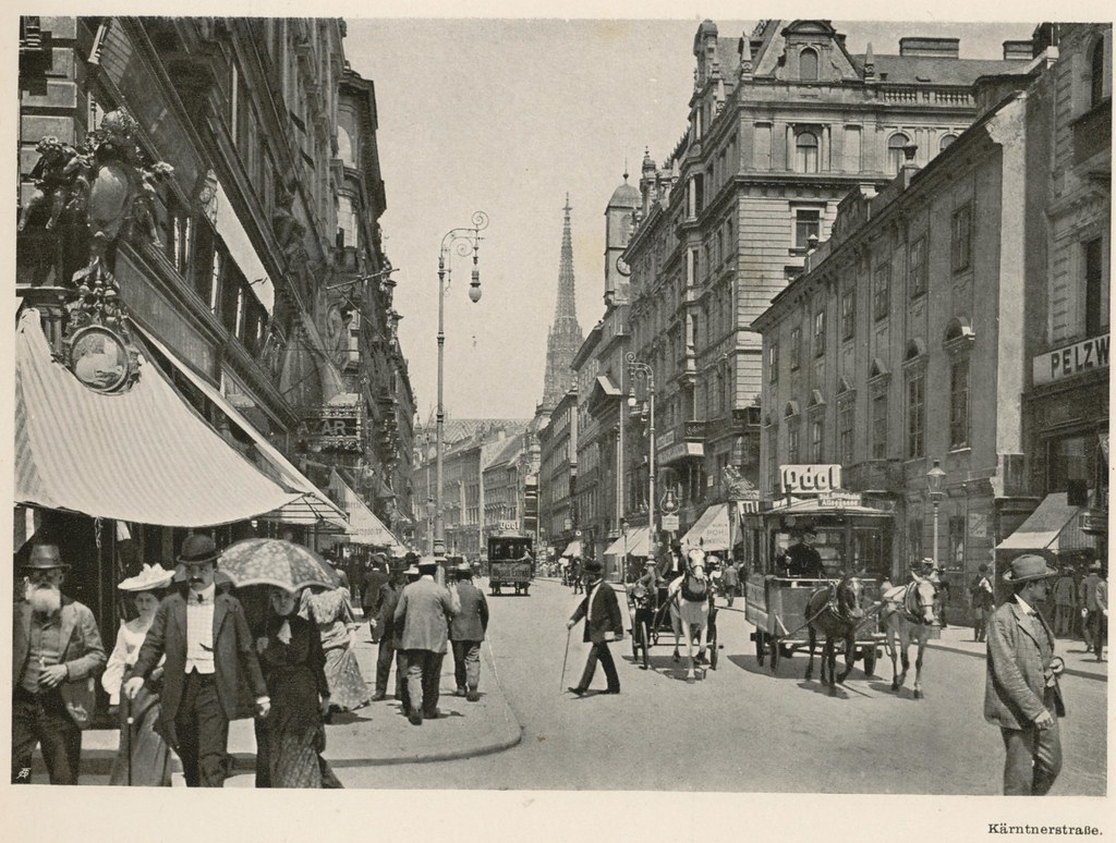 Bécsi utcakép a századfordulón (fotó: Wikipedia)