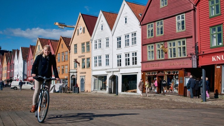 Ha csak tehetik, a norvég emberek bringával járnak (fotó: profimedia.hu)