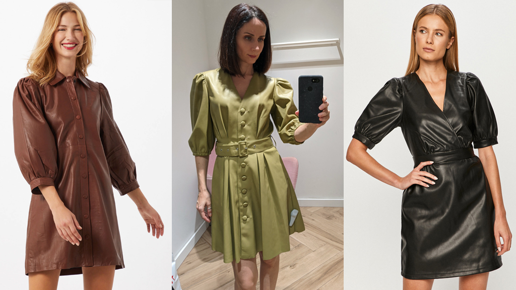 Szuper puffos ujjú bőr és műbőr rucikat találni az üzletekben. 