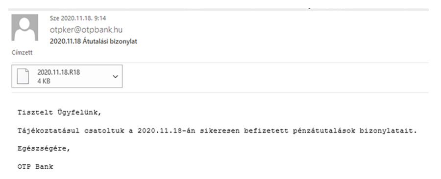 A levél, amivel visszaéltek az OTP nevével. (Fotó: OTP Bank)