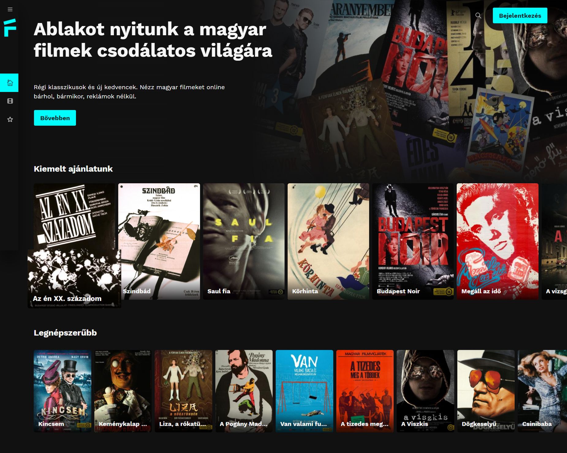 A FILMIO felhasználói felülete