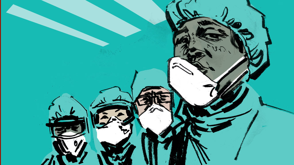 rajzolt orvosok maszkban