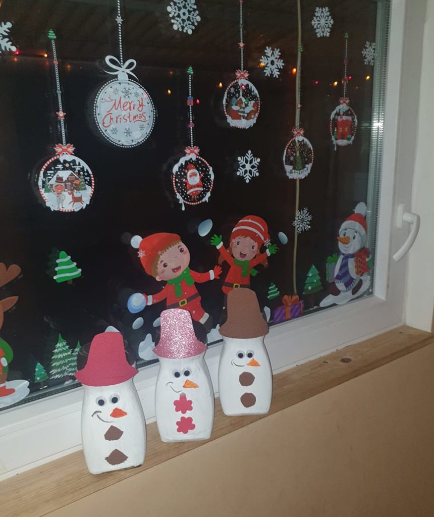 diy hóember kávésüvegből