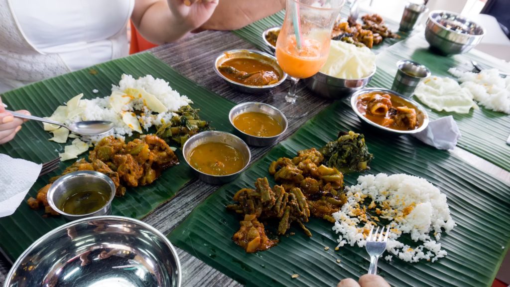 Étkezés banánlevélen. Malajzia