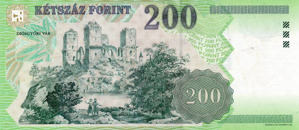 Diósgyőri vár papír 200 forintoson