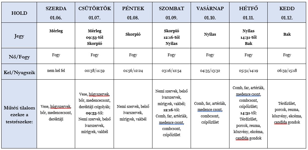 Heti holdhoroszkóp táblázat 2021. 01. 06-12.