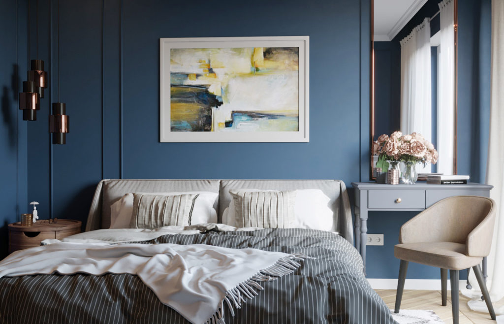 teal színű hálószoba