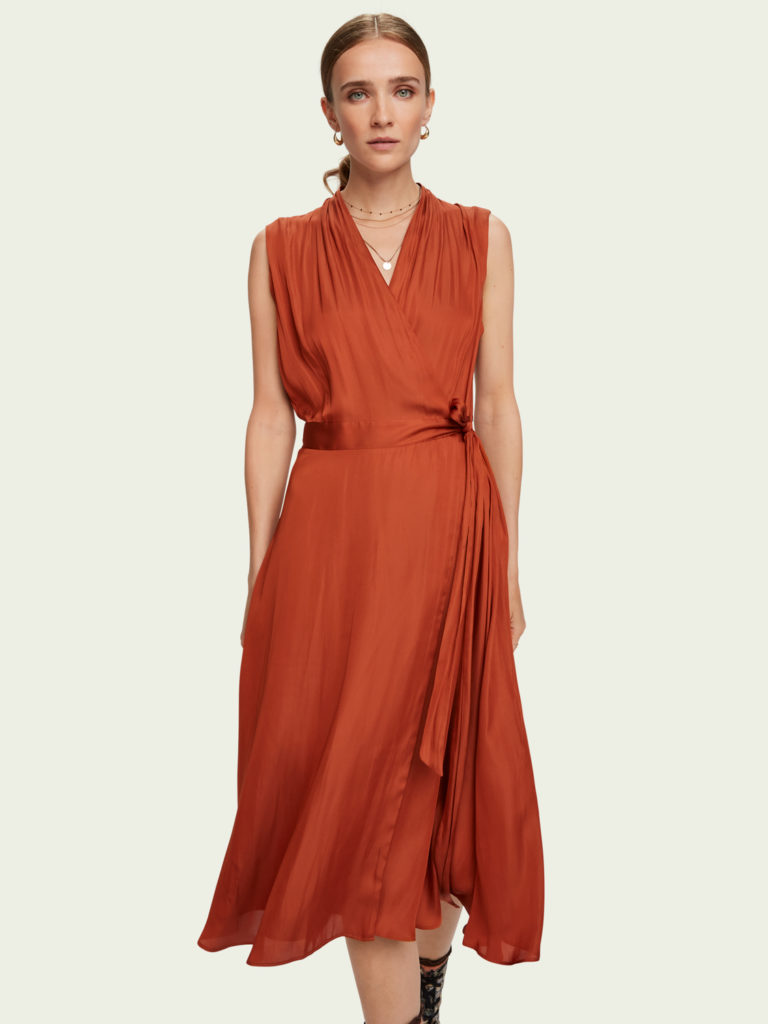 Scotch & Soda átlapolós midi ruha