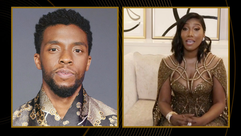 Chadwick Boseman özvegye, Simone Ledward Boseman köszönőbeszédet mond (Photo by NBC/NBCU Photo Bank via Getty Images)