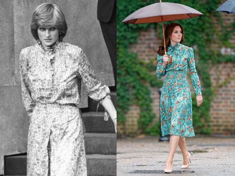 Diana hercegnő 1981-ben és Katalin hercegné 2017-ben