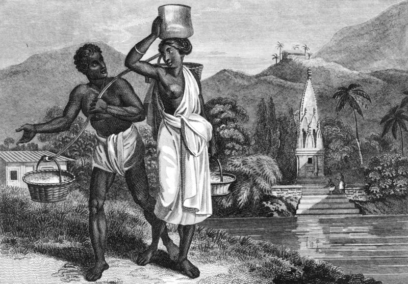 Az alacsonyabb kasztokba tartozó nők fedetlen mellekkel jártak