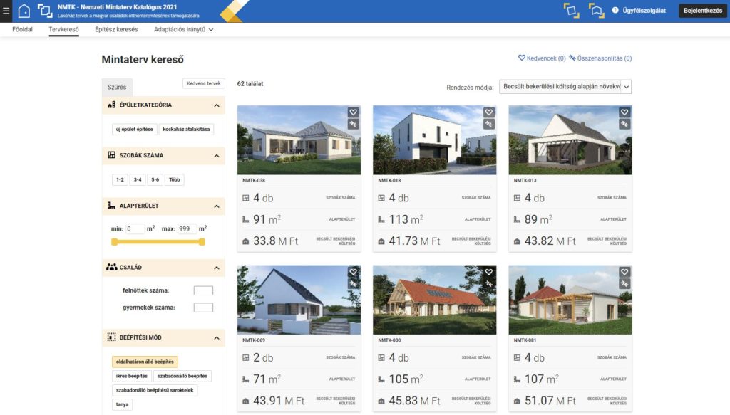 A Nemzeti Mintaterv Katalógus keresőfelülete.