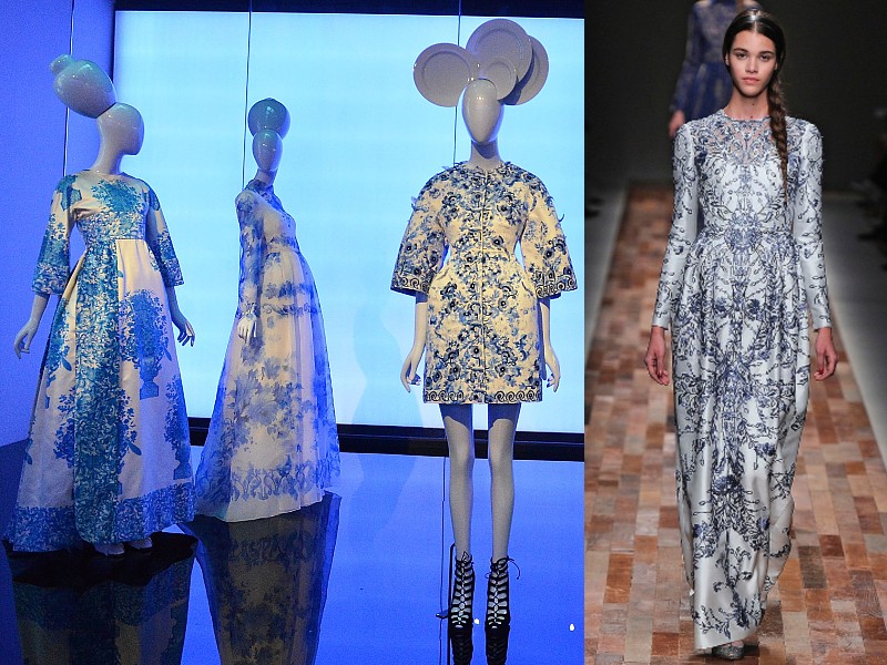 Valentino Garavani kreációi 1968-ból és egy delfti porcelán ihlette darab a 2013/14-es kollekcióból(Fotók: Getty Images)