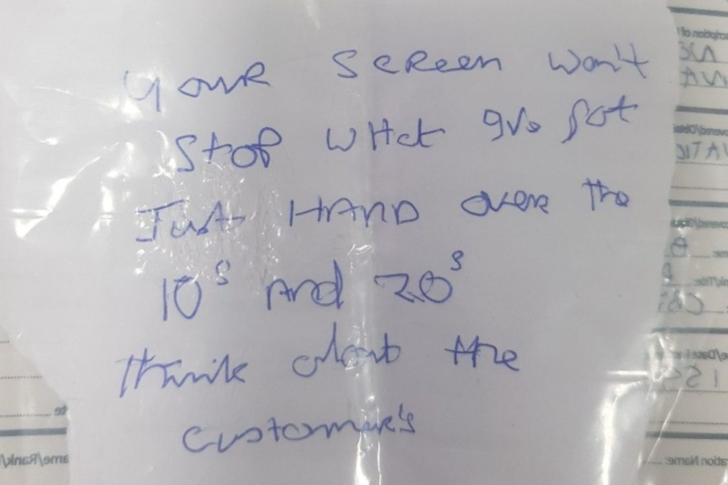 A bankrabló üzenete