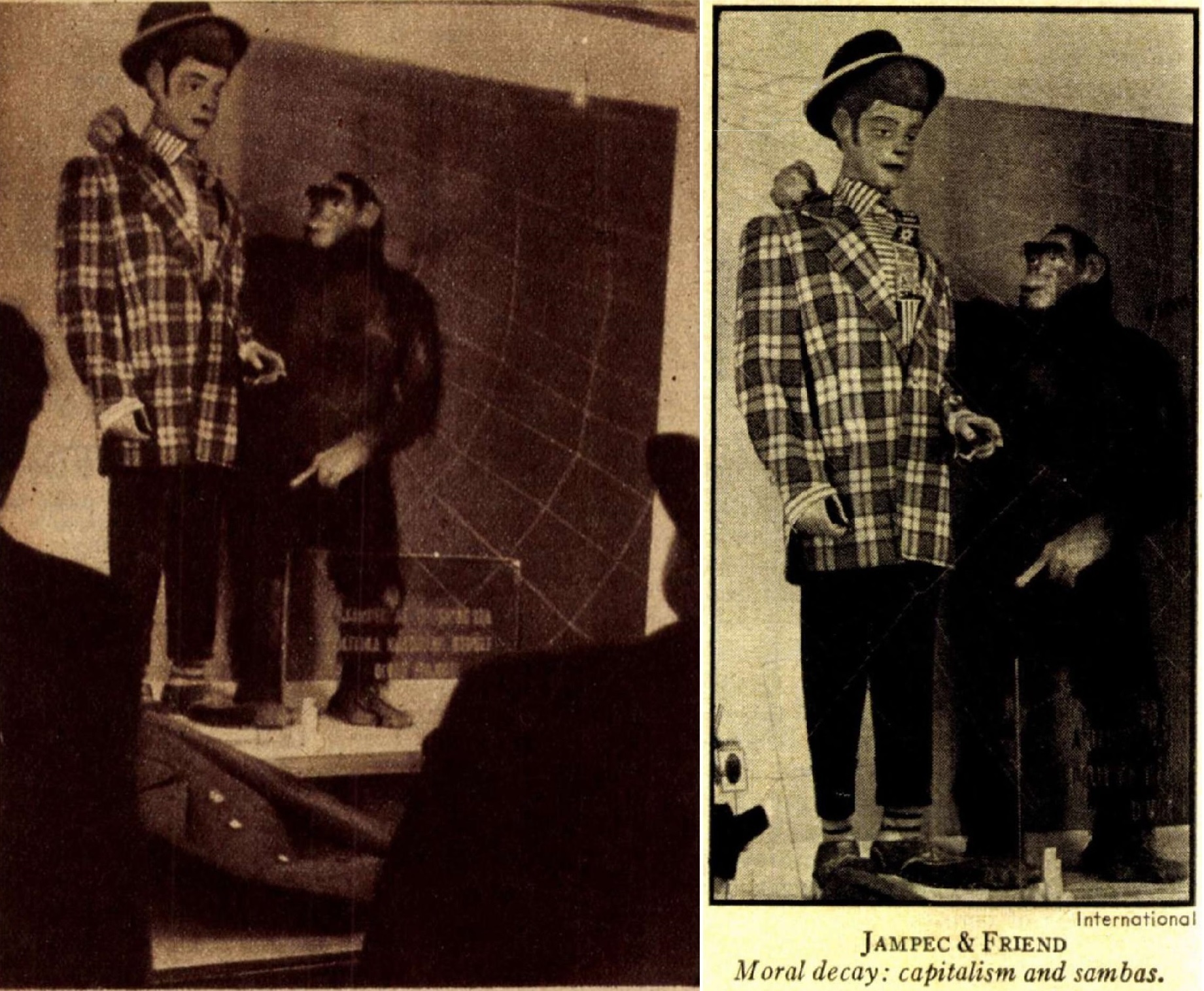 A jampec és a majom az Dolgozók Világlapjában, illetve a Time magazinban)